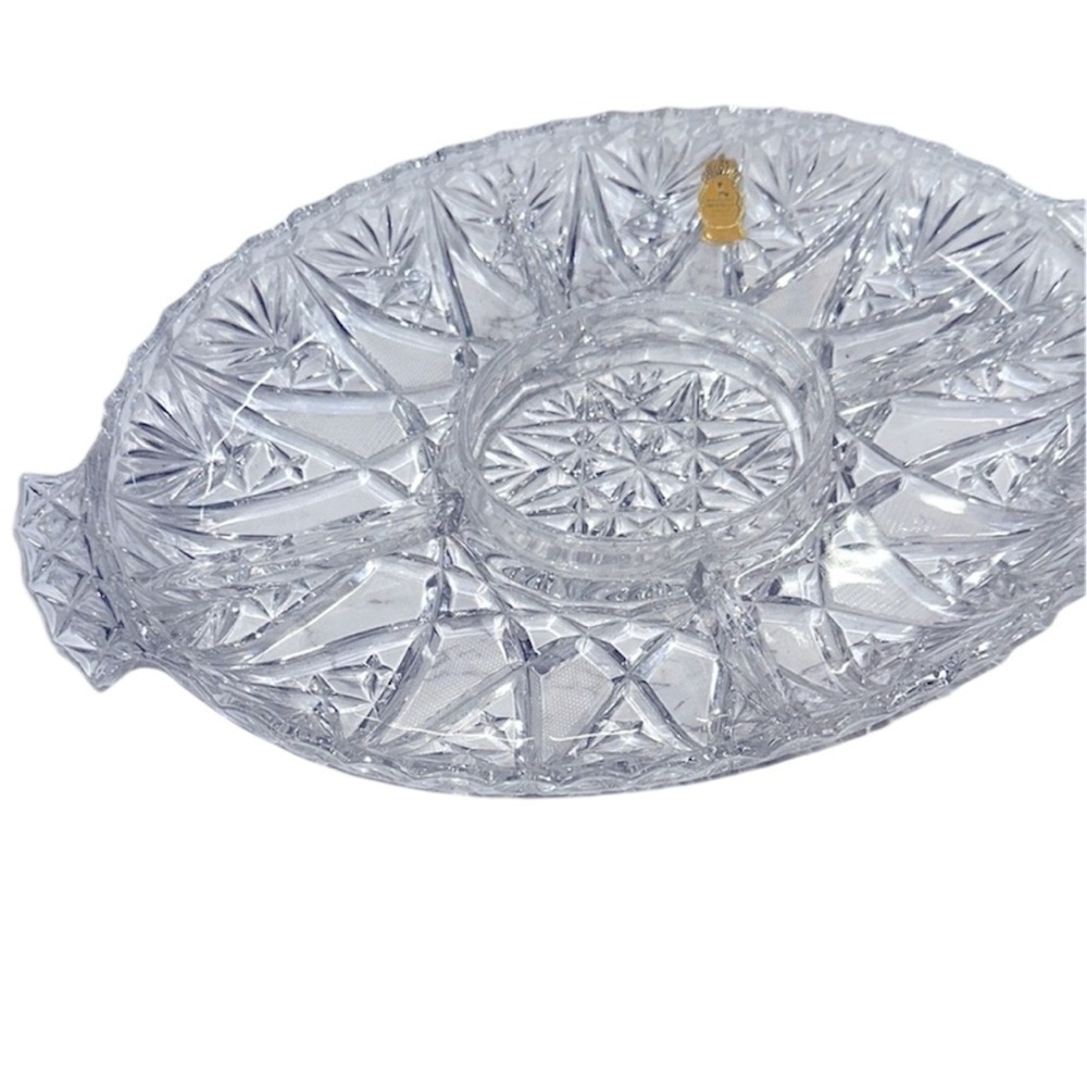 Vintage Anna Hutte Bleikristall Elegant 5 section Crystal Serving Platter